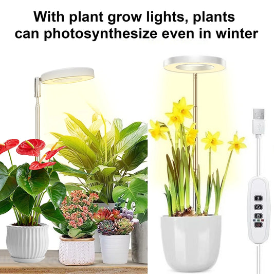 Grow Light Full Spectrum Light LED Grow Indoor Height Angle Adjustable Ring Grow Light Timer Height Adjustable USB Powered