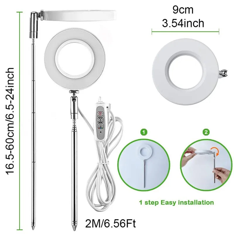 Full Spectrum Indoor Solar LED Growth Light. ضوء للنبات على شكل حلقة للتعويض عن نقص الإضاءة الطبيعية